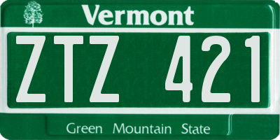 VT license plate ZTZ421