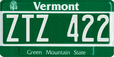 VT license plate ZTZ422
