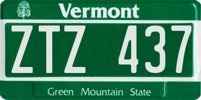 VT license plate ZTZ437
