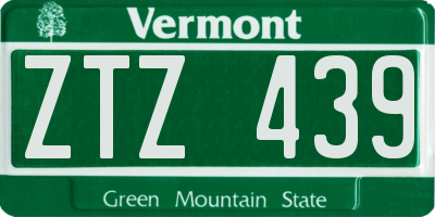 VT license plate ZTZ439