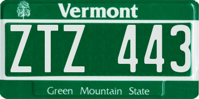 VT license plate ZTZ443