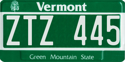 VT license plate ZTZ445