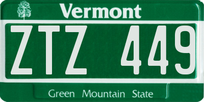 VT license plate ZTZ449