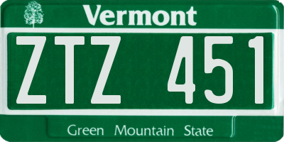 VT license plate ZTZ451