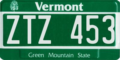 VT license plate ZTZ453