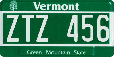 VT license plate ZTZ456