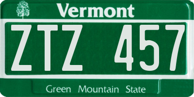 VT license plate ZTZ457
