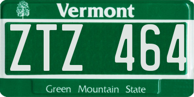 VT license plate ZTZ464