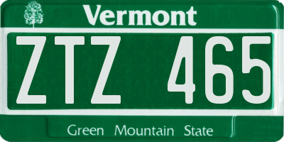 VT license plate ZTZ465