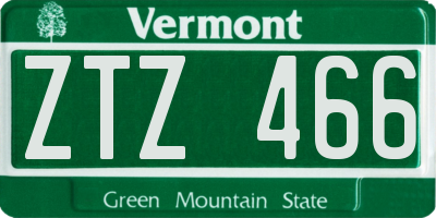 VT license plate ZTZ466