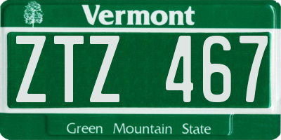 VT license plate ZTZ467