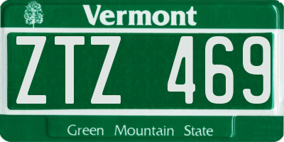 VT license plate ZTZ469