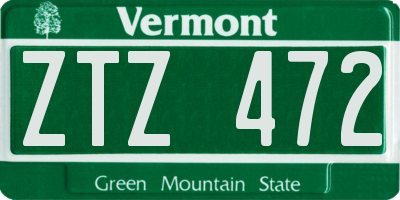 VT license plate ZTZ472