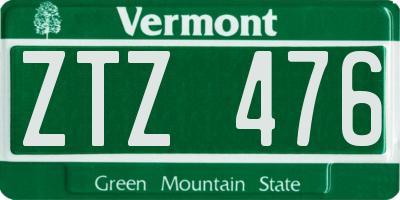 VT license plate ZTZ476