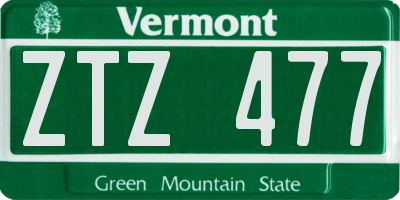 VT license plate ZTZ477