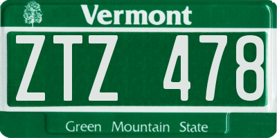 VT license plate ZTZ478