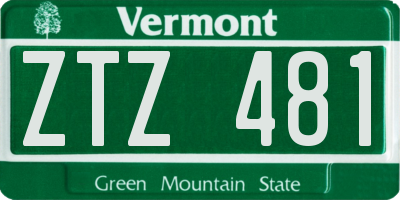 VT license plate ZTZ481