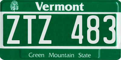 VT license plate ZTZ483