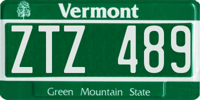 VT license plate ZTZ489