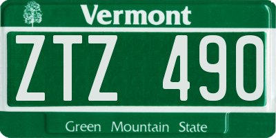 VT license plate ZTZ490