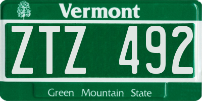 VT license plate ZTZ492