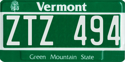 VT license plate ZTZ494