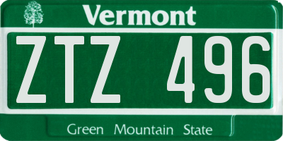 VT license plate ZTZ496