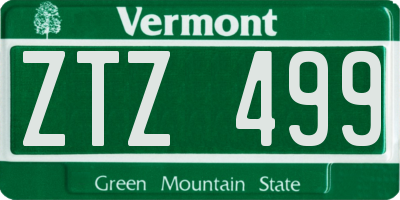VT license plate ZTZ499