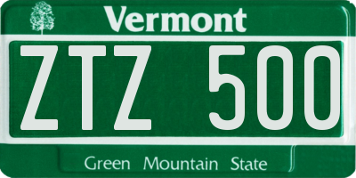 VT license plate ZTZ500