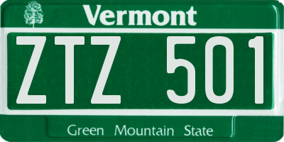 VT license plate ZTZ501