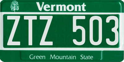 VT license plate ZTZ503