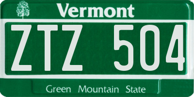 VT license plate ZTZ504