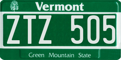 VT license plate ZTZ505