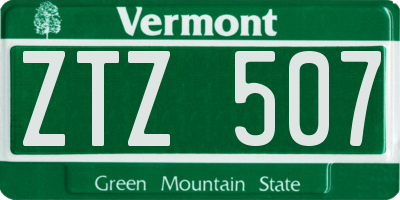 VT license plate ZTZ507