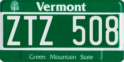VT license plate ZTZ508