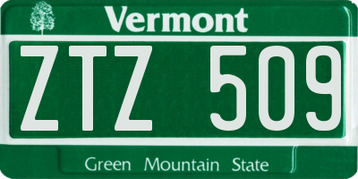 VT license plate ZTZ509