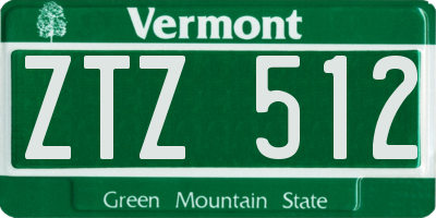 VT license plate ZTZ512