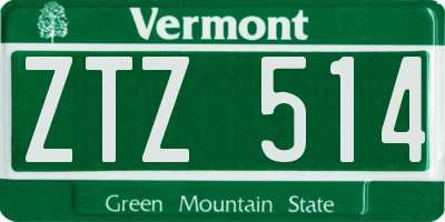 VT license plate ZTZ514
