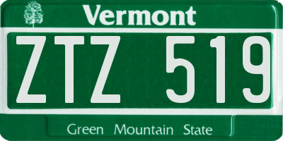 VT license plate ZTZ519