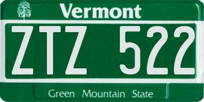 VT license plate ZTZ522