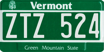 VT license plate ZTZ524