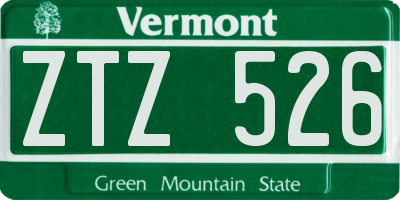 VT license plate ZTZ526