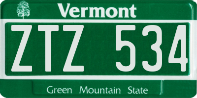 VT license plate ZTZ534