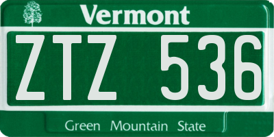 VT license plate ZTZ536