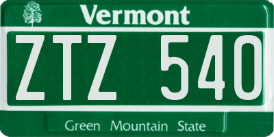VT license plate ZTZ540