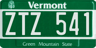 VT license plate ZTZ541