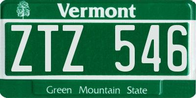 VT license plate ZTZ546