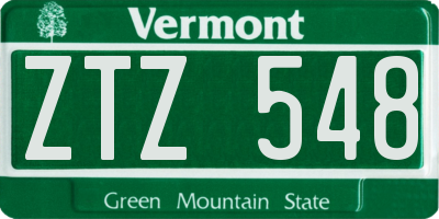 VT license plate ZTZ548