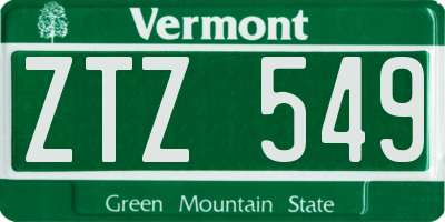 VT license plate ZTZ549
