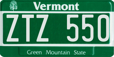 VT license plate ZTZ550